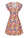 [Prévente] Robe col cravate à imprimés hexagonaux multicolores des années 1960