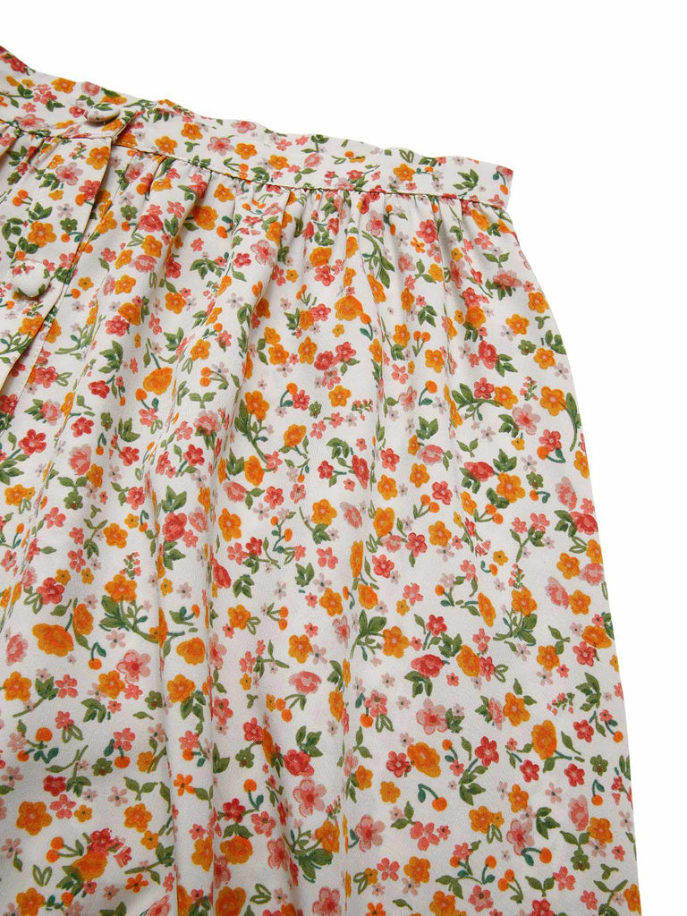 [Prévente] Jupe à boutons floraux multicolores des années 1950