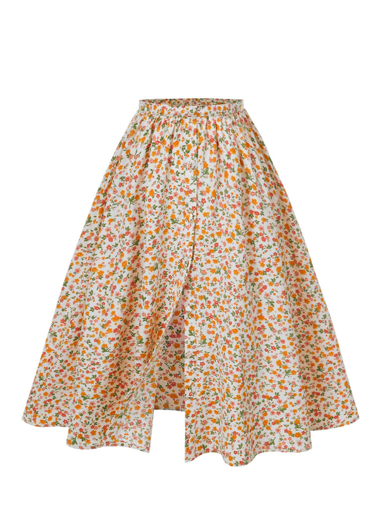 [Prévente] 2PCS Combishort col V et boutons et jupe florale des années 1950