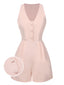 [Prévente] Combishort rose pâle col V et à boutons des années 1950