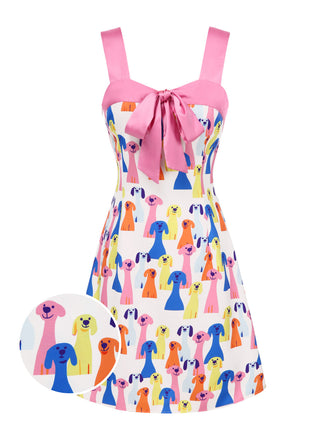 [Prévente] Robe motif de chien multicolore années 1960
