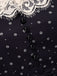 Robe noire en dentelle patchwork à pois floraux des années 1940