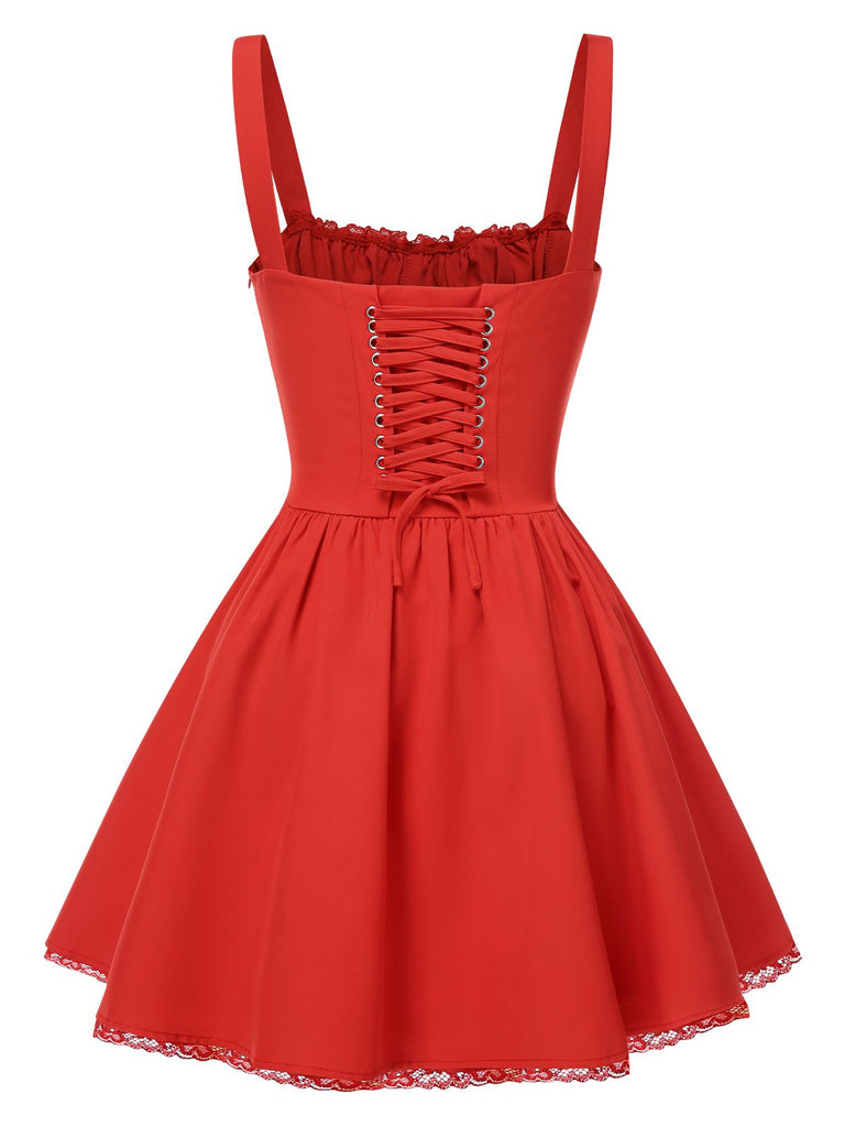 Robe corset unie à lacets des années 1950