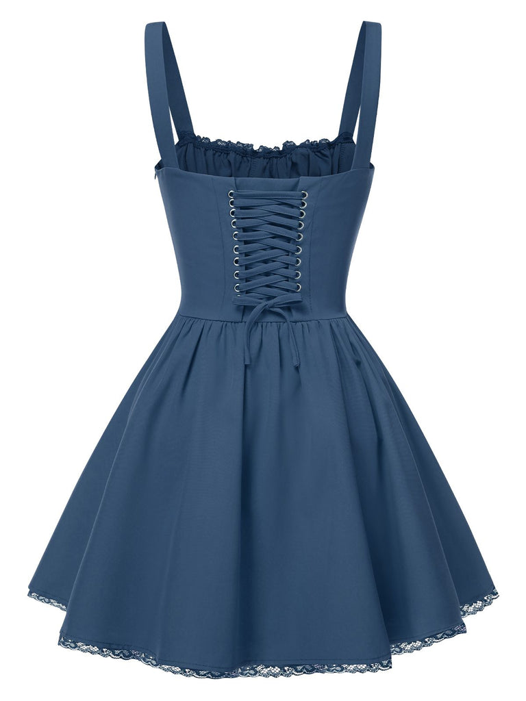 Robe corset unie à lacets des années 1950