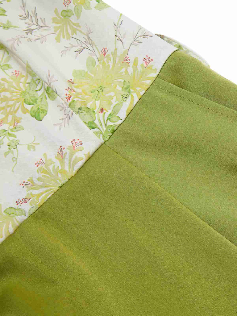 [Prévente] Combinaison à revers patchwork floral vert des années 1940