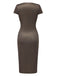Robe marron à pois col V profond des années 1960