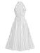 Robe blanche dos nu à pois et nœud évidée années 1950