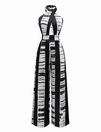 Combinaison dos nu croisée à taches d'encre noire des années 1930