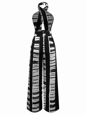 Combinaison dos nu croisée à taches d'encre noire des années 1930