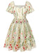 [Prévente] [Grande taille] Robe à manches volantées et broderie florale des années 1940