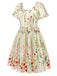 [Prévente] [Grande taille] Robe à manches volantées et broderie florale des années 1940