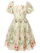 [Prévente] [Grande taille] Robe à manches volantées et broderie florale des années 1940