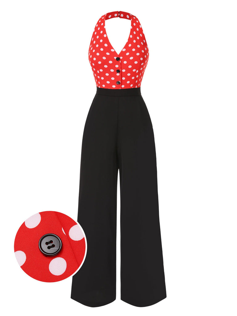 [Prévente] Combinaison patchwork dos nu à pois rouge années 1930