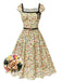 [Prévente] Robe multicolore col carré imprimé floral et ceinture années 1950