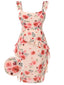[Prévente] [Grande taille] Robe beige à volants et fentes roses des années 1930