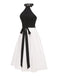 [Prévente] Robe ceinturée noire et blanche des années 1950 à col licou