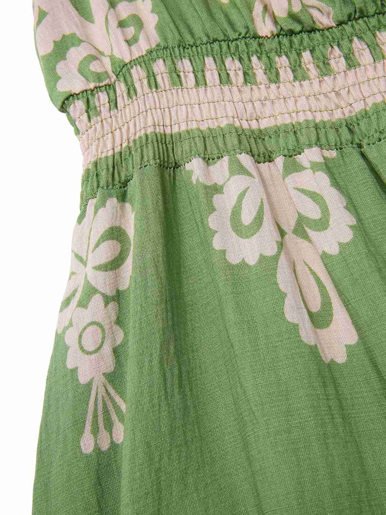 Robe bohémienne à col V motif tribal des années 1970