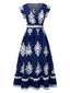 Robe bohémienne à col V motif tribal des années 1970