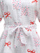 Combishort rose revers motif nœud et florale avec ceinture années 1950