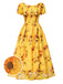 Robe mi-longue jaune tournesol manches bouffantes des années 1970