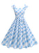 Robe trapèze à manches courtes et carreaux argyle années 1950