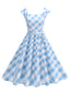 Robe trapèze à manches courtes et carreaux argyle années 1950