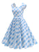 Robe trapèze à manches courtes et carreaux argyle années 1950