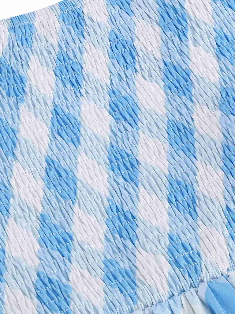 Robe trapèze à manches courtes et carreaux argyle années 1950