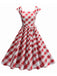 Robe trapèze à manches courtes et carreaux argyle années 1950