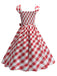 Robe trapèze à manches courtes et carreaux argyle années 1950
