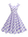 Robe trapèze à manches courtes et carreaux argyle années 1950
