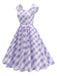 Robe trapèze à manches courtes et carreaux argyle années 1950