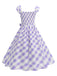 Robe trapèze à manches courtes et carreaux argyle années 1950