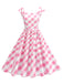 Robe trapèze à manches courtes et carreaux argyle années 1950