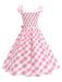 Robe trapèze à manches courtes et carreaux argyle années 1950