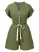 Combishort verte col V poches texturées années 1950