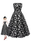 [Prévente] Robe bandeau noire à fleurs Plissé fils dorés des années 1930