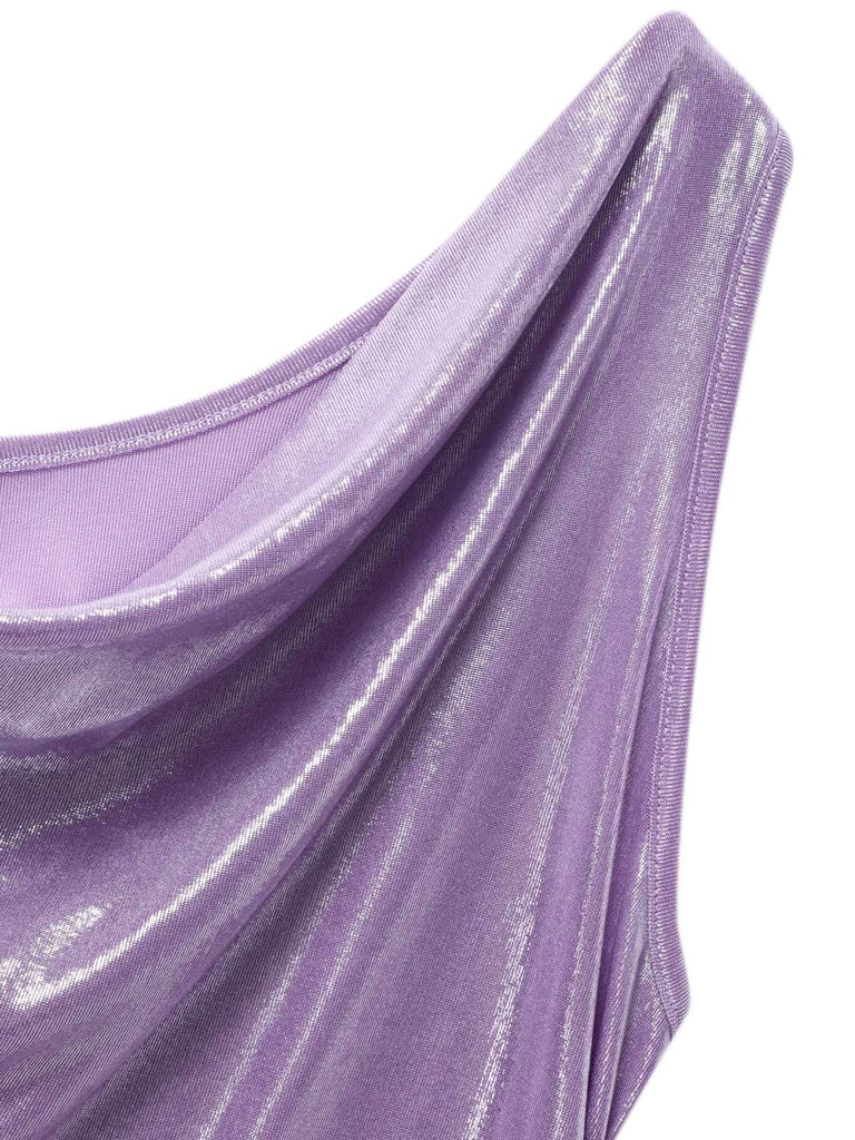 [Prévente] Robe lavande col bénitier à haute luminosité nacrée des années 1960