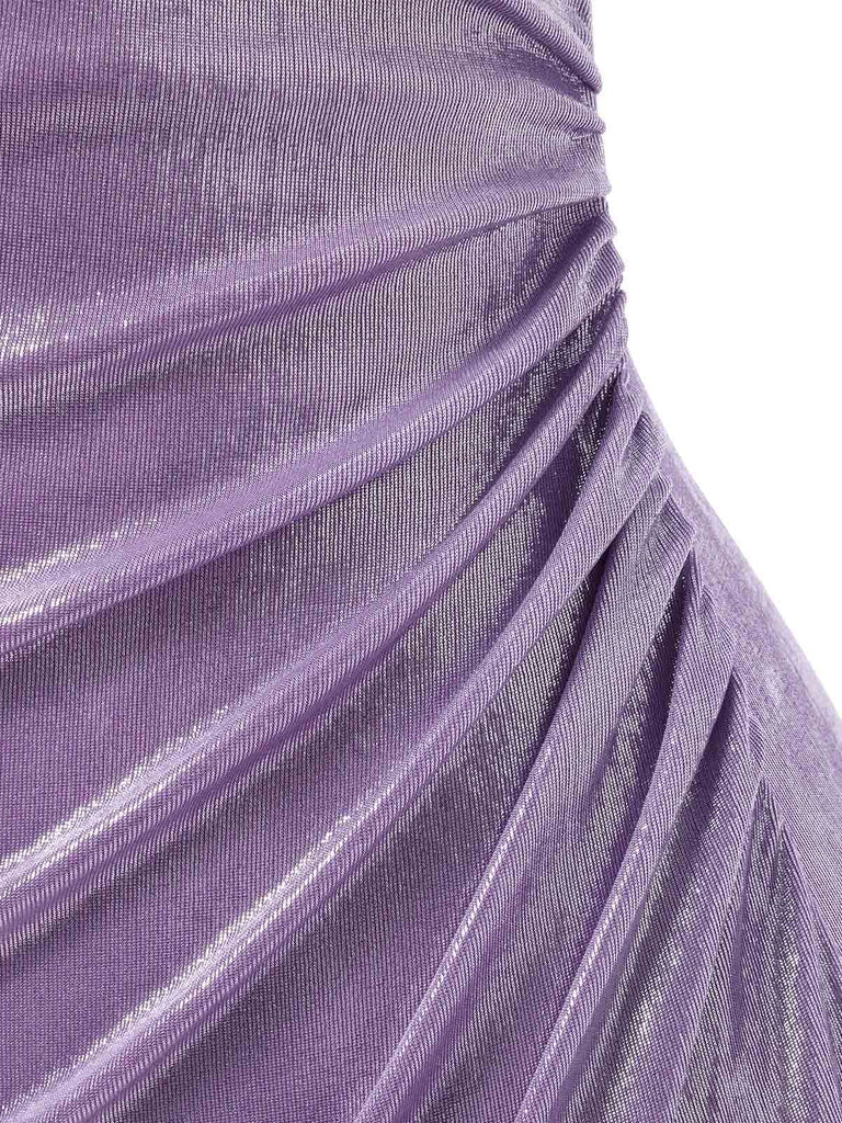 [Prévente] Robe lavande col bénitier à haute luminosité nacrée des années 1960