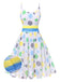 [Pré-vente] Robe multicolore froncée à pois contrastés des années 1950