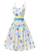 [Pré-vente] Robe multicolore froncée à pois contrastés des années 1950