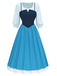 2PCS haut bleu et robe à bretelles colorblock années 40