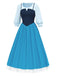 2PCS haut bleu et robe à bretelles colorblock années 40
