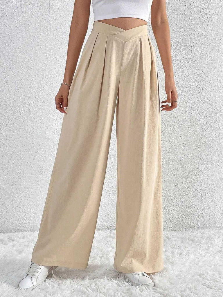 Pantalon droit à plis croisés unis des années 1930
