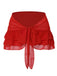 [Grande taille] Cache-maillot jupe à volants en mousseline rouge années 1960