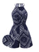 [Prévente] Combishort bleu foncé à cordon de serrage motif cachemire années 40