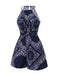 [Prévente] Combishort bleu foncé à cordon de serrage motif cachemire années 40