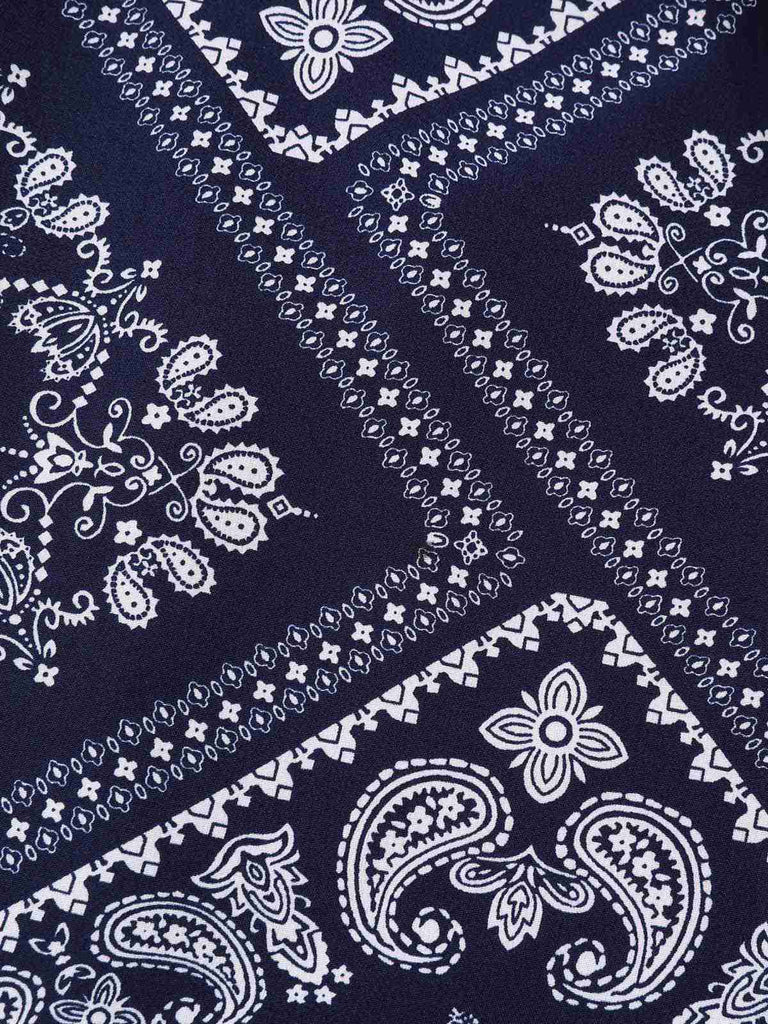 [Prévente] Combishort bleu foncé à cordon de serrage motif cachemire années 40