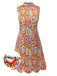 [Prévente] Robe trapèze sans manches multicolore style Pop Art des années 1960