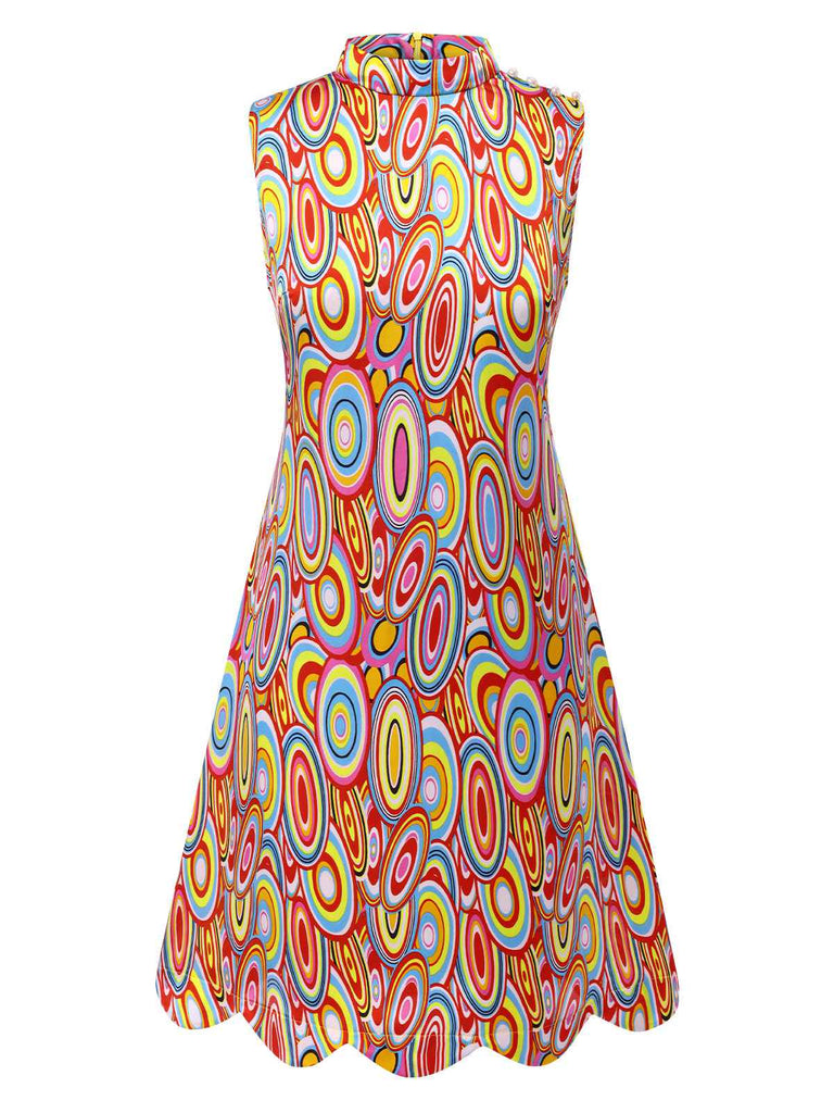[Prévente] Robe trapèze sans manches multicolore style Pop Art des années 1960